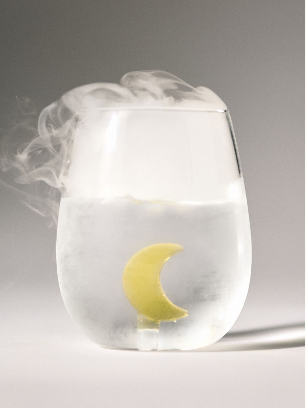 Anthropologie Eerie Stemless Wine Glass crecent moon